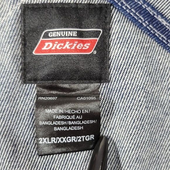 Dickies Bib Overalls Men 2XL XXL Carpenter Blue Jean Denim Pockets Workwear NEW - Picture 11 of 16